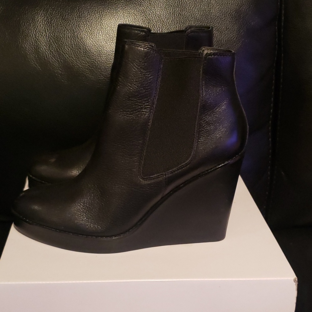 Aldo Black Wedge Ankle Booties